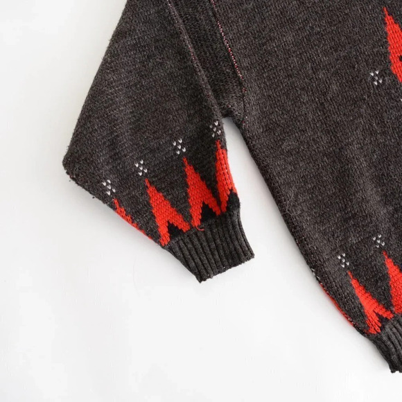 Vintage Pause Brown Red Wool Knit Grandpa Crew Neck Men's  Large Unisex - Picture 9 of 13